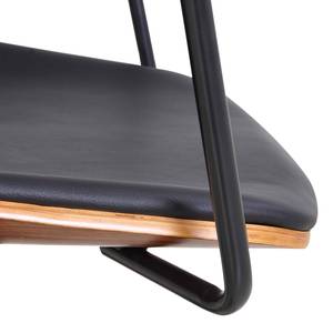 Chaise de bureau pivotante Ganalu II Imitation cuir - Noir / Noyer