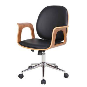 Chaise de bureau pivotante Kinnula Imitation cuir - Noir / Noyer