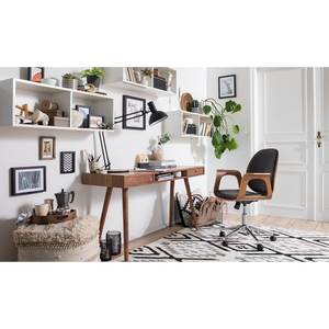 Chaise de bureau pivotante Kinnula Imitation cuir - Noir / Noyer