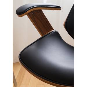 Chaise de bureau pivotante Viiki Imitation cuir / Acier inoxydable - Noir / Noyer