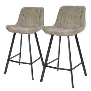 Chaises de bar Taali (lot de 2) microfibre/metal - Cappuccino