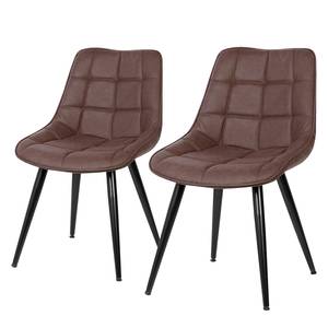 Chaises Ravani (lot de 2) Imitation cuir / Acier - Marron foncé