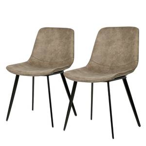 Chaises Teini (lot de 2) microfibre / Acier - Microfibre Colby: Cappuccino vintage