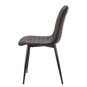 Chaise capitonnée Tervo II Cuir véritable / Acier inoxydable - Lot de 2