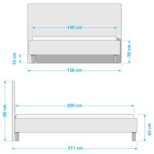 Gestoffeerd bed Torvik Antraciet - 140 x 200cm