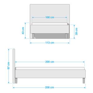 Lit capitonné  Mosvik Galet - 100 x 200cm