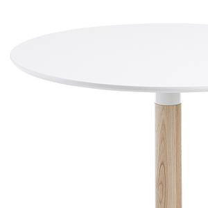 Table Maud I Partiellement en frêne massif / Acier - Frêne / Blanc - Diamètre : 90 cm