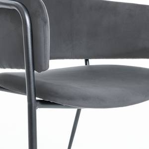 Chaise à accoudoirs Vilhena I (lot de 2) Velours / Acier - Gris / Graphite - Gris