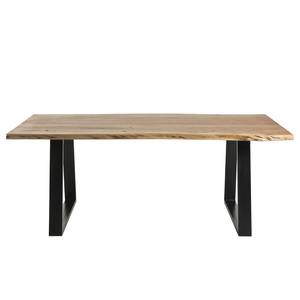 Table Haggi Acacia massif / Acier - Acacia / Noir - 200 x 95 cm