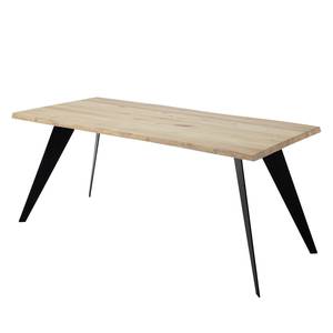 Eettafel Malling massief eikenhout/staal - zwart - Loogkleurig eikenhout - 180 x 100 cm