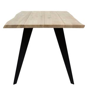 Table Malling Chêne massif / Acier - Noir - Chêne coloris lessivé - 160 x 90 cm