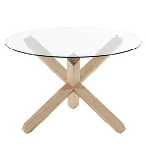 Table Lonta Verre / Chêne massif - Transparent / Chêne