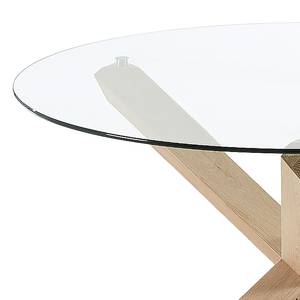 Eettafel Lonta glas/massief eikenhout - transparant/eikenhout