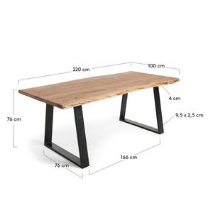 Table Haggi Acacia massif / Acier - Acacia / Noir - 220 x 100 cm