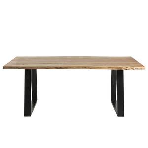 Table Haggi Acacia massif / Acier - Acacia / Noir - 160 x 90 cm