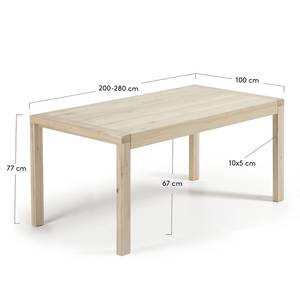 Eettafel Juina massief eikenhout - eikenhout - Lichte eikenhouten - 200 x 100 cm