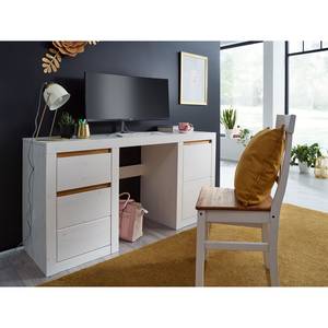 Bureau Woodcroft II massief grenenhout/metaal - wit grenenhout/eikenhouten look