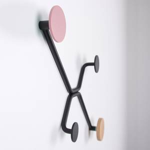 Wandgarderobe Hook I Stahl / Eiche massiv - Rosa