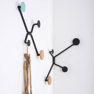 Wandgarderobe Hook I staal/massief eikenhout - Babyblauw