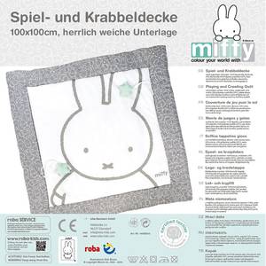 Spiel- und Krabbeldecke Miffy Baumwollstoff - Grau / Weiß / Mint