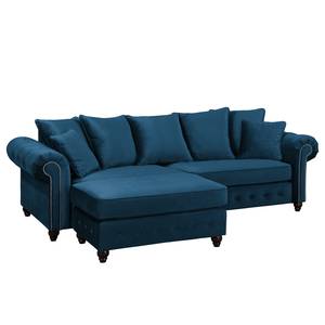 Bigsofa Solita Samt - Dunkelblau - Mit Hocker