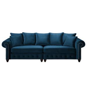 Bigsofa Solita Samt - Dunkelblau - Mit Hocker