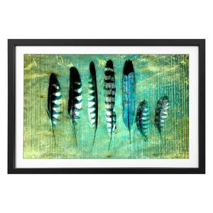 Tableau déco Blue Feathers Tilleul massif - Multicolore