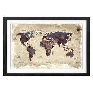 Afbeelding Old Worldmap 3 Massief lindehout - meerdere kleuren