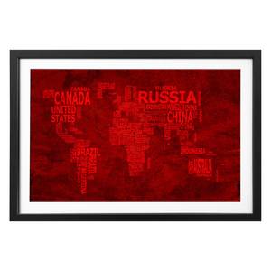 Tableau déco Worldmap 18 Tilleul massif - Noir / Blanc