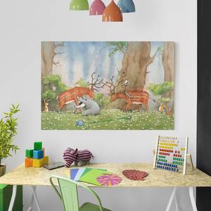Bild Wassili hilft den Hirschen Leinwand /  Massivholz Fichte - Mehrfarbig - 60 x 40 cm