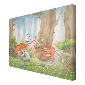 Tableau déco Wassili aide un cerf Toile / Épicéa massif - Multicolore - 60 x 40 cm