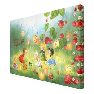 Bild Erdbeerinchen Erdbeerfee III Leinwand /  Massivholz Fichte - Mehrfarbig - 150 x 100 cm