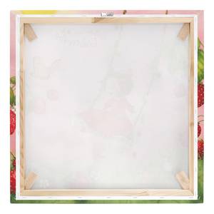 Tableau déco La fée des fraises II Toile / Épicéa massif - Multicolore - 30 x 30 cm