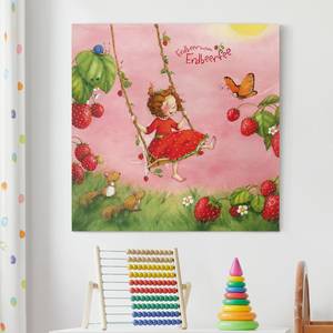 Afbeelding Aardbei Fee II canvas/massief sparrenhout - meerdere kleuren - 60 x 60 cm