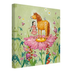 Tableau déco poney magique Toile / Épicéa massif - Multicolore - 60 x 60 cm