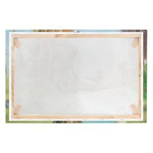 Tableau déco Wassili & la famille renard Toile / Épicéa massif - Multicolore - 90 x 60 cm