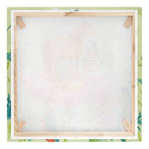 Afbeelding Toverpony op een Bloem canvas/massief sparrenhout - meerdere kleuren - 80 x 80 cm