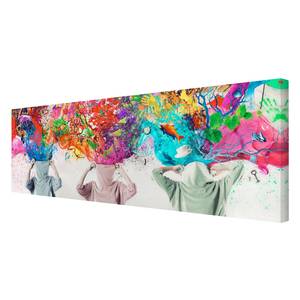 Tableau déco Brain Explosions II Toile / Épicéa massif - Multicolore - 120 x 40 cm