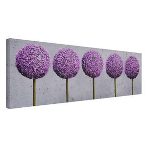 Bild Kugel-Blüten Leinwand /  Massivholz Fichte - Mehrfarbig - 90 x 30 cm