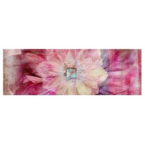 Bild Grunge Flower Leinwand /  Massivholz Fichte - Mehrfarbig - 90 x 30 cm