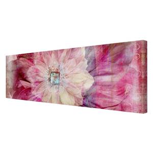Bild Grunge Flower Leinwand /  Massivholz Fichte - Mehrfarbig - 90 x 30 cm
