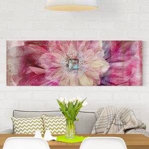 Tableau déco Grunge Flower Toile / Épicéa massif - Multicolore - 120 x 40 cm