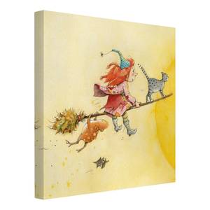 Afbeelding Frida III canvas/massief sparrenhout - meerdere kleuren - 80 x 80 cm