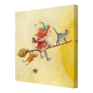 Afbeelding Frida III canvas/massief sparrenhout - meerdere kleuren - 80 x 80 cm