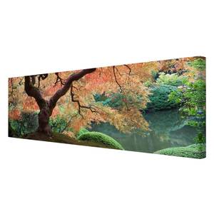 Afbeelding Japanse Tuin I canvas/massief sparrenhout - meerdere kleuren - 120 x 40 cm