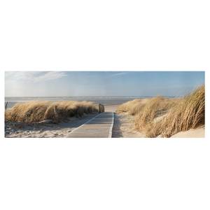 Tableau déco plage Baltique I Toile / Épicéa massif - Multicolore - 90 x 30 cm