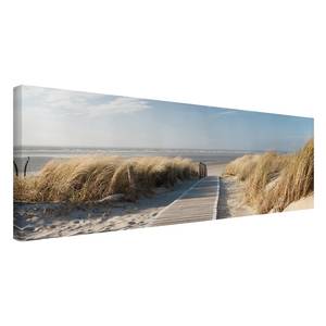 Tableau déco plage Baltique I Toile / Épicéa massif - Multicolore - 90 x 30 cm