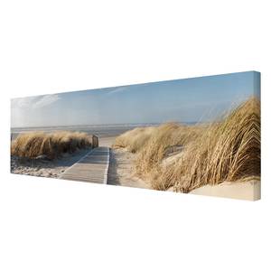Tableau déco plage Baltique I Toile / Épicéa massif - Multicolore - 120 x 40 cm
