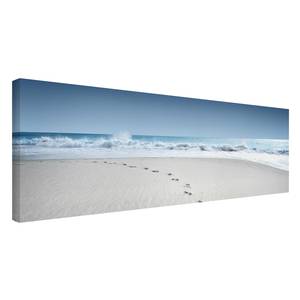 Bild Spuren im Sand I Leinwand /  Massivholz Fichte - Mehrfarbig - 120 x 40 cm