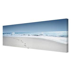 Tableau déco traces dans le sable I Toile / Épicéa massif - Multicolore - 120 x 40 cm